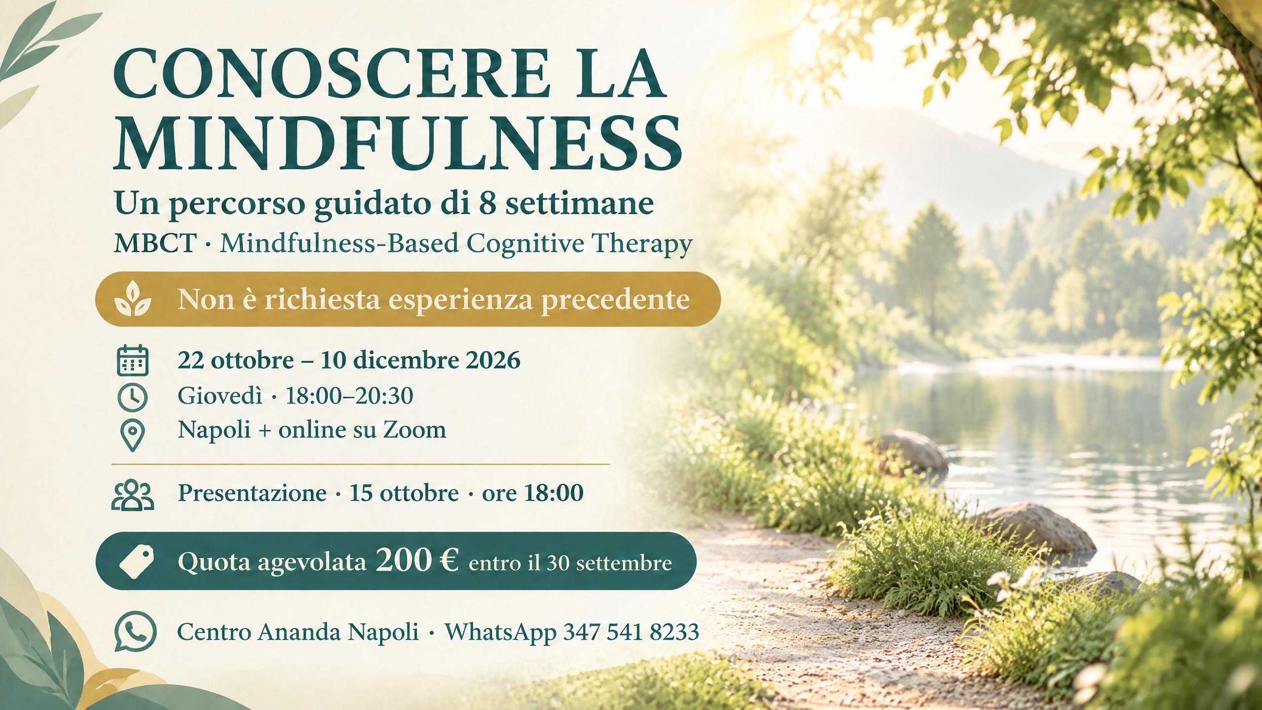 MBCT – percorso per ansia, depressione e pensieri negativi