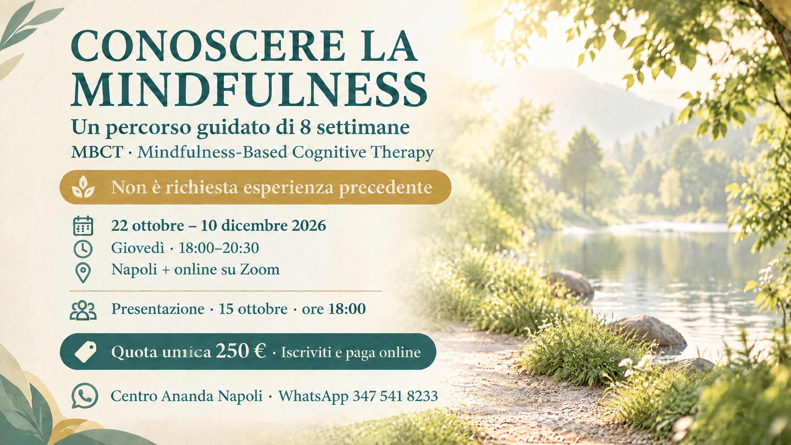 MBCT – percorso per ansia, depressione e pensieri negativi